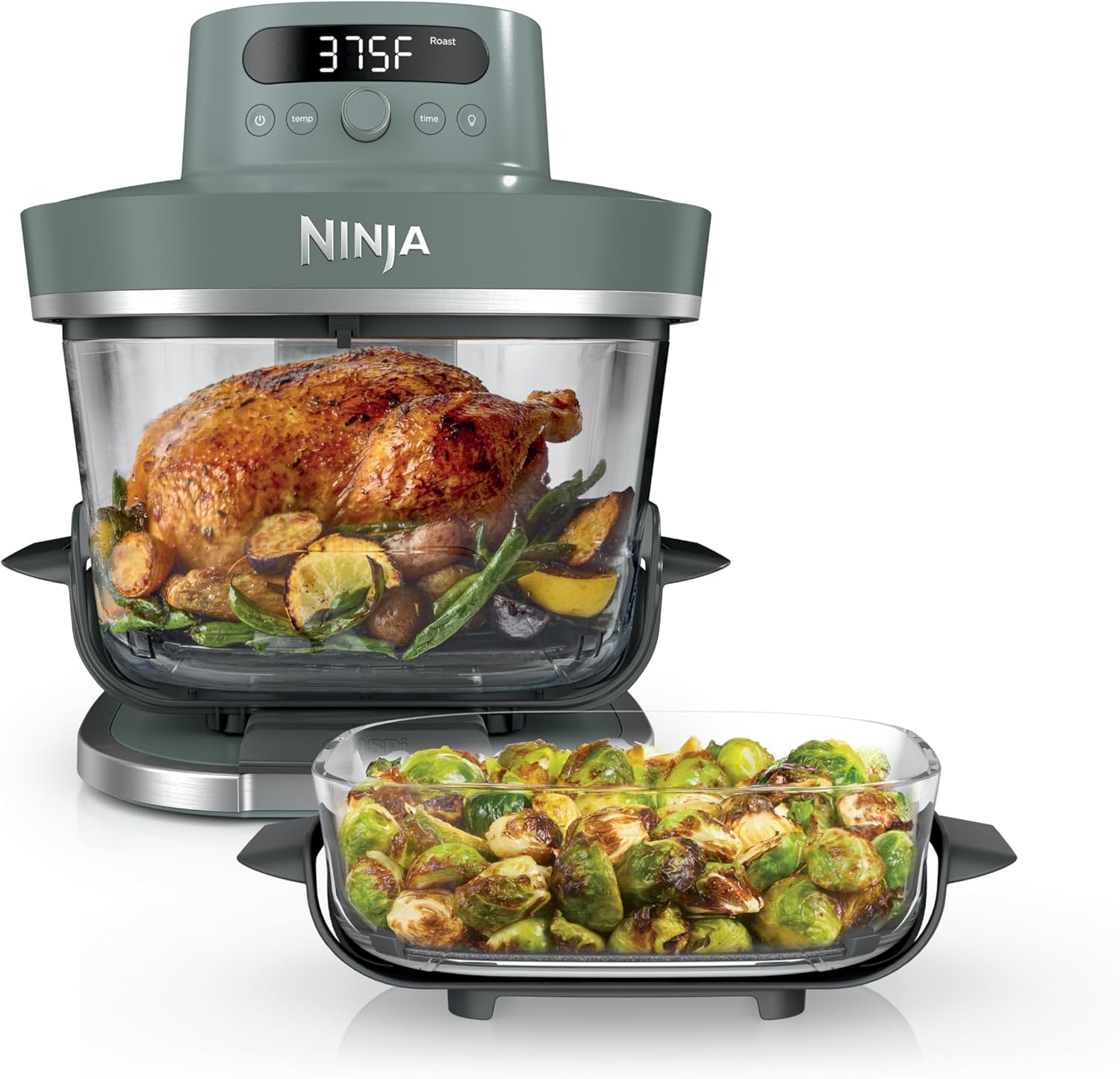 Fritadeira Elétrica Ninja Crispi Pro 6 em 1 com Vidro Recipientes e Tampas de 6 e 2,5 litros